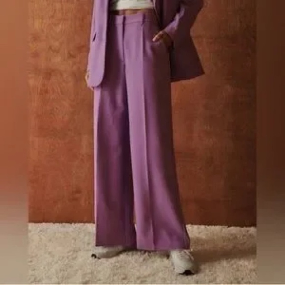 Abercrombie & Fitch Sloane Tailored Wide Leg Pants Purple Sz Small